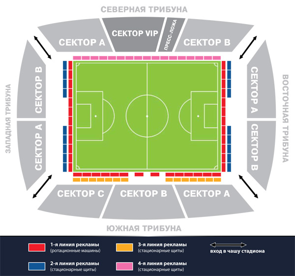 Ржд арена схема стадиона с рядами и местами
